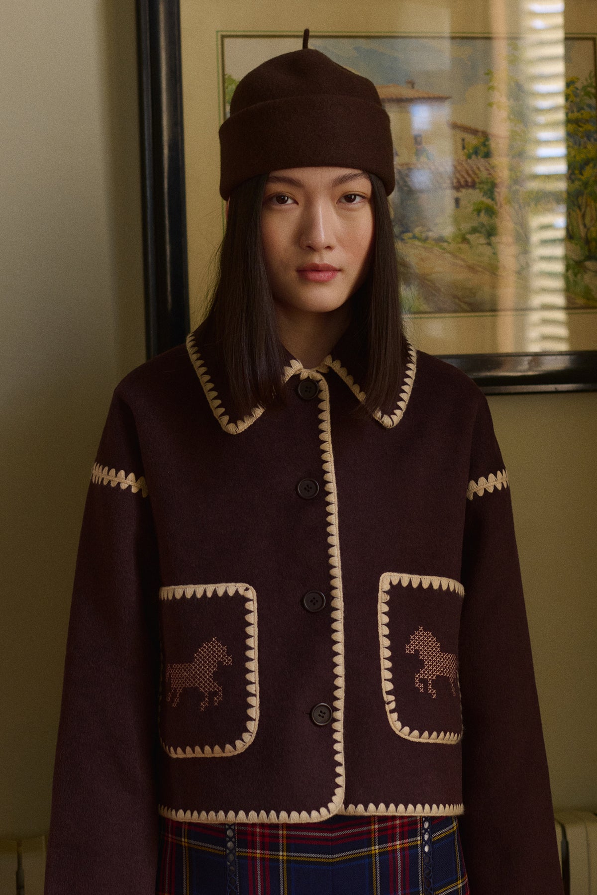 Short Horses Embroidered Coat