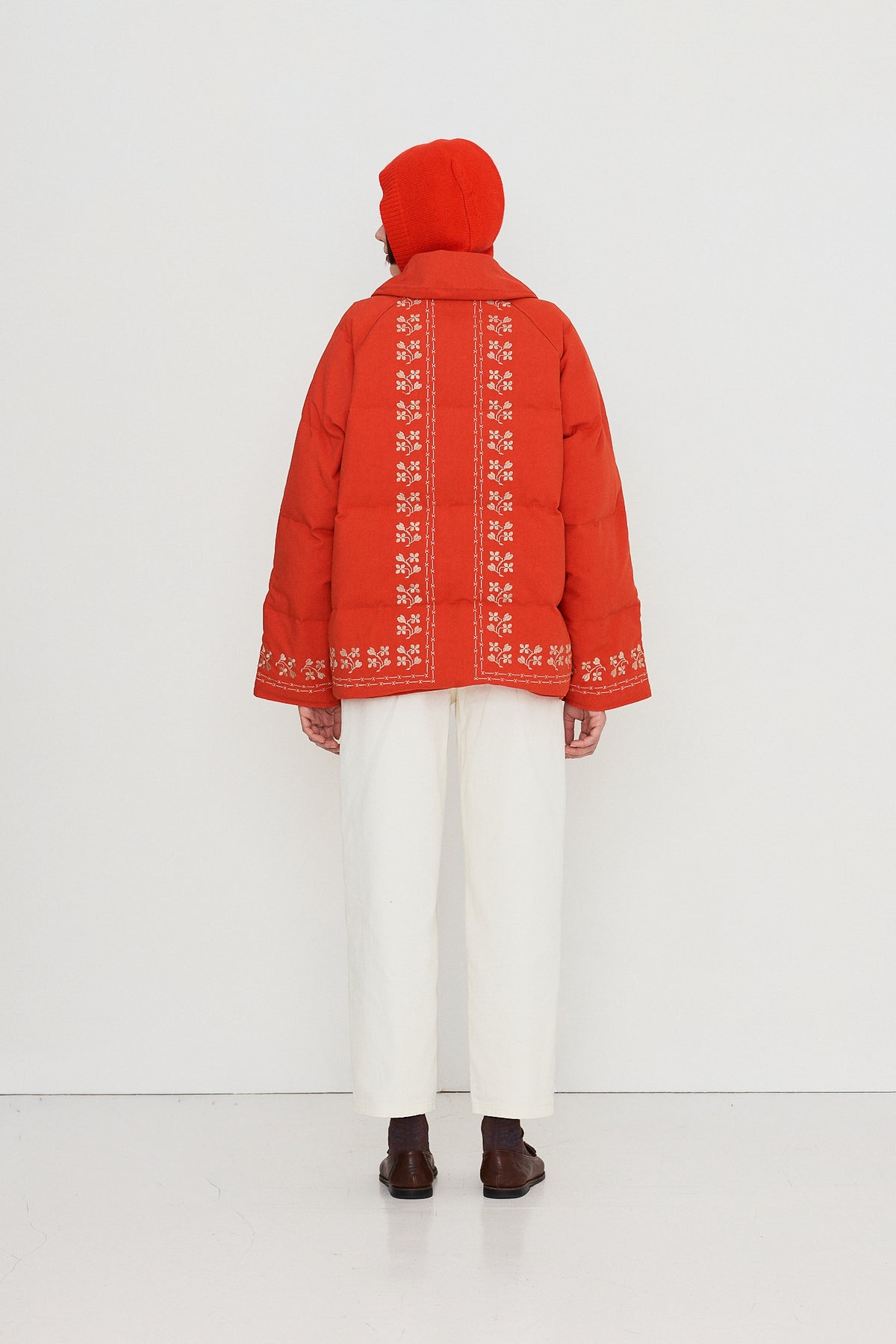 Woman Flowers Down Jacket DARK RED