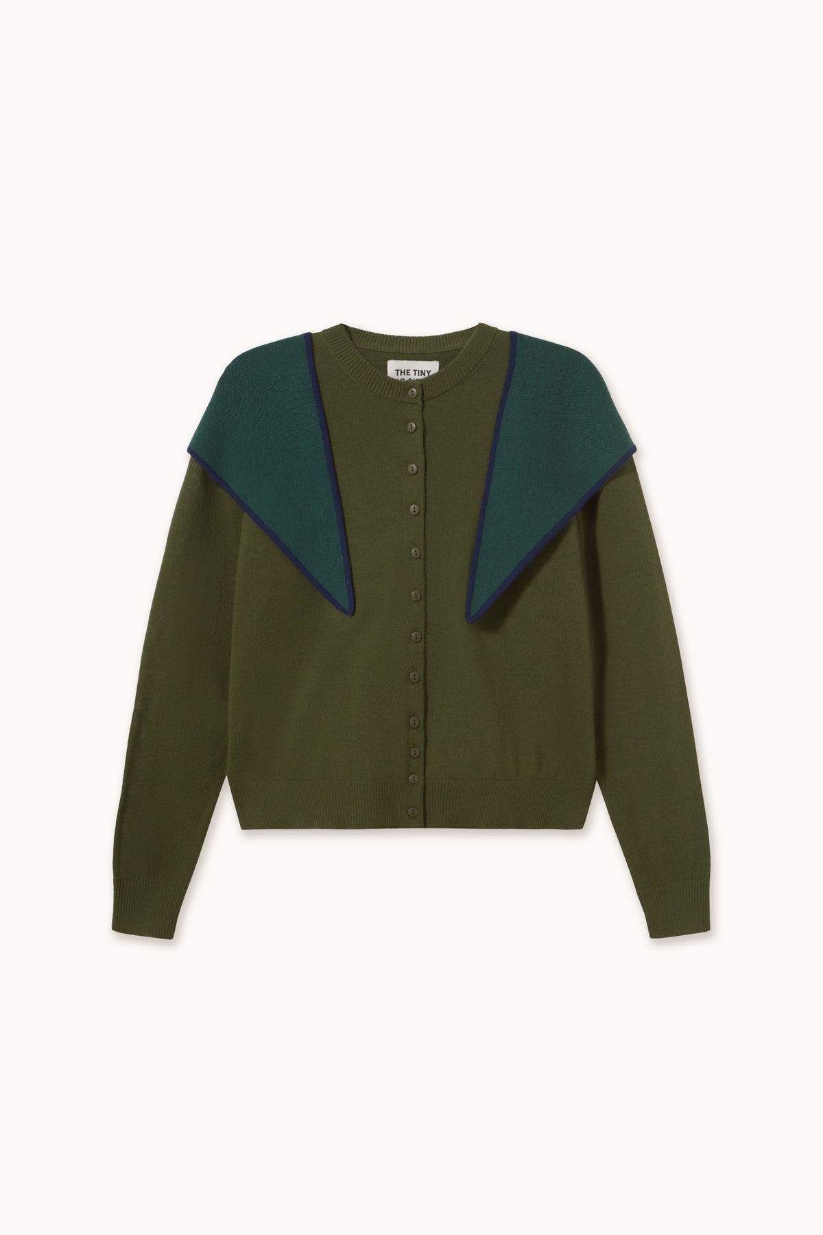 Cardigan Lara da donna con collo a sciarpa a contrasto DARK KHAKI