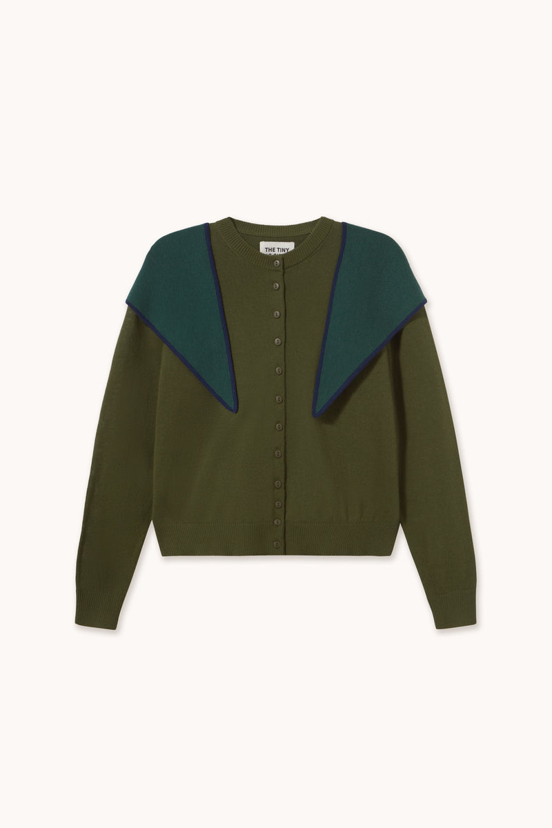 Contrast Scarf Neck Lara Cardigan