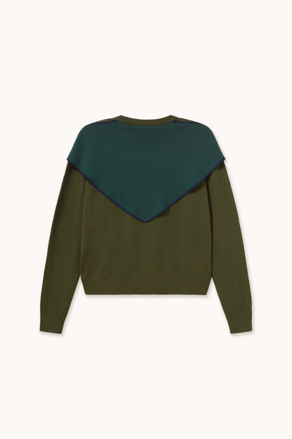 Cardigan Lara da donna con collo a sciarpa a contrasto DARK KHAKI