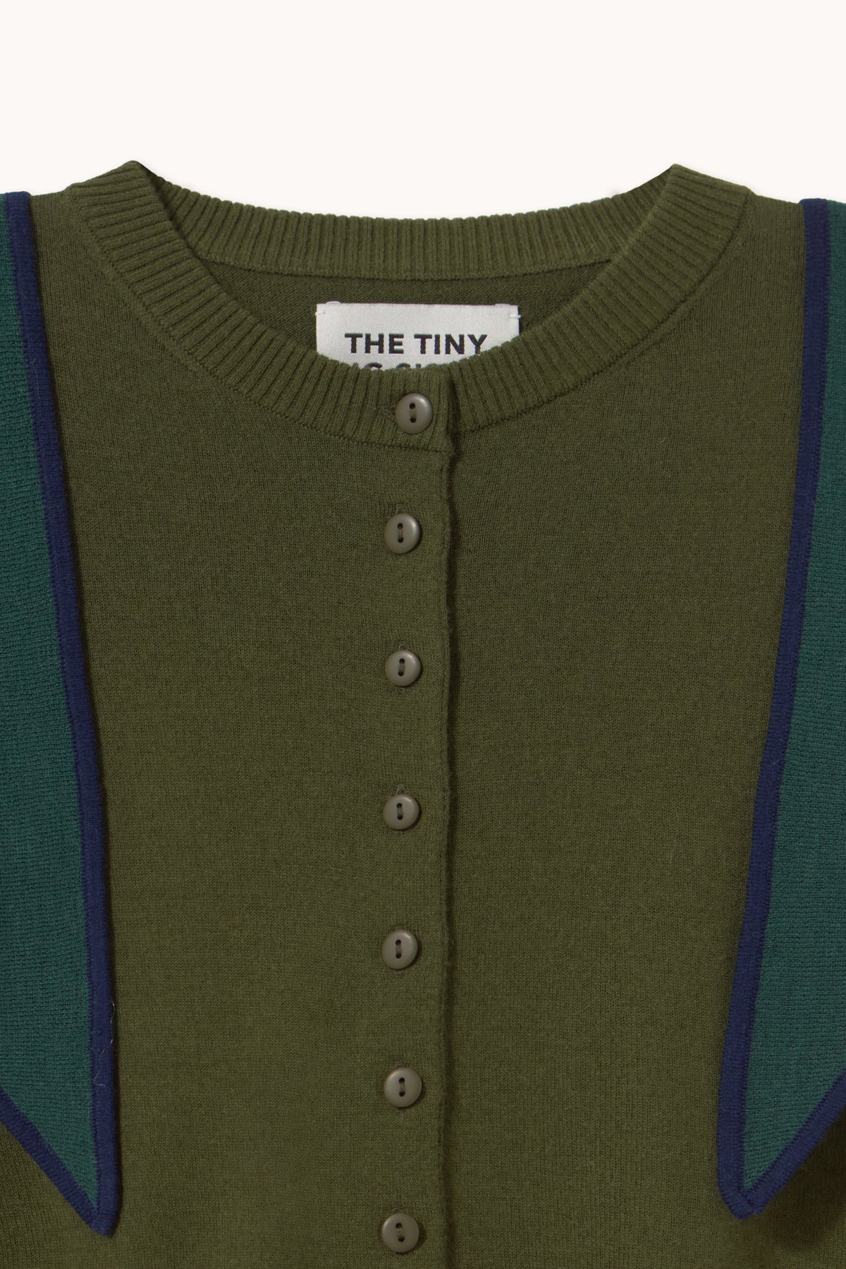 Contrast Scarf Neck Lara Cardigan DARK KHAKI