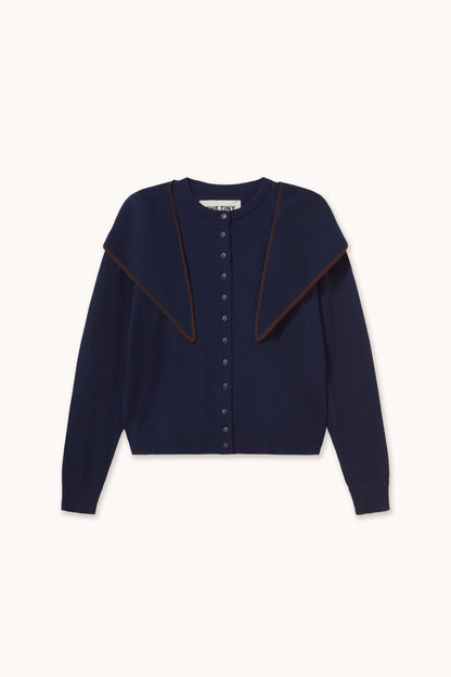 Gilet Lara pour femme, écharpe au col, col rond. NAVY