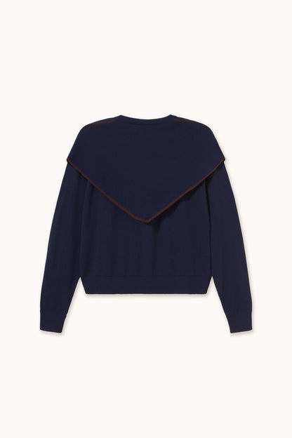 Gilet Lara pour femme, écharpe au col, col rond. NAVY