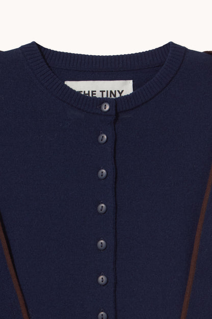Gilet Lara pour femme, écharpe au col, col rond. NAVY