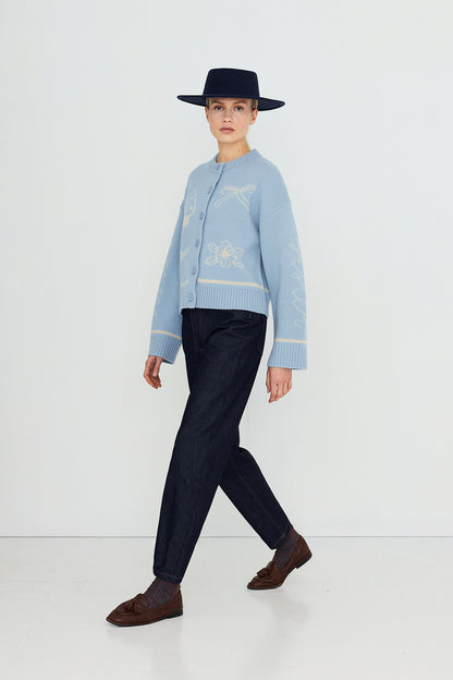 Bows Cardigan DENIM BLUE