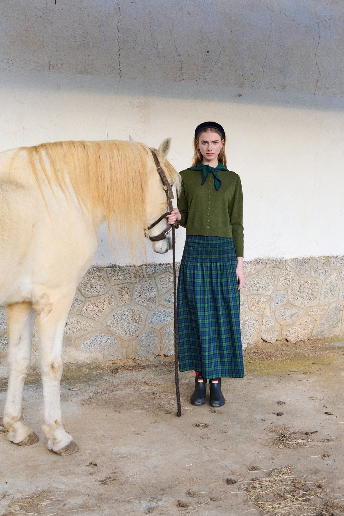 Green Check Smock Skirt