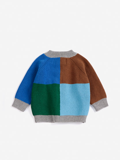 Farbblock-Strickjacke aus Baumwolle