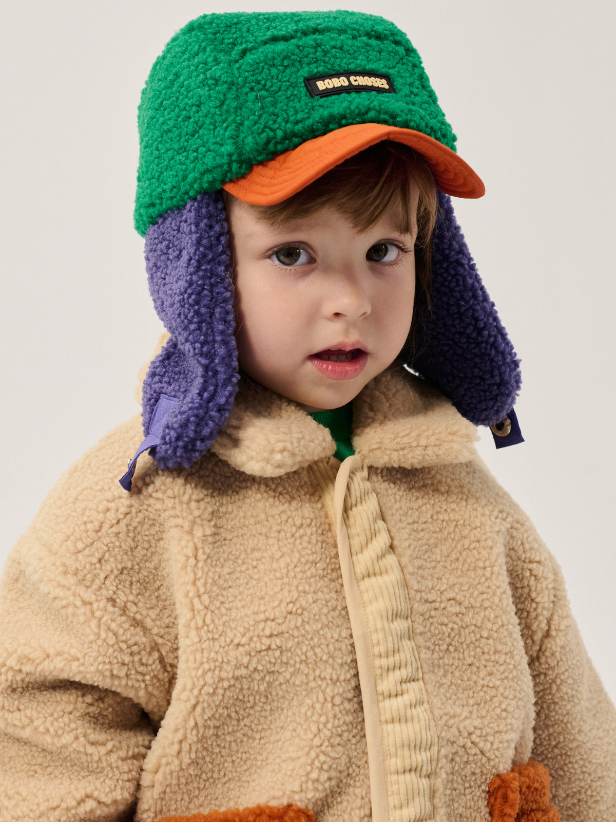 Czapka color block sheepskin chapka