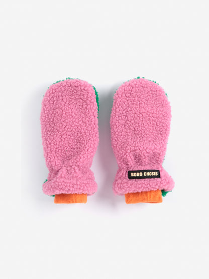 Farbblock-Lammfellhandschuhe