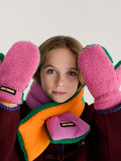 Farbblock-Lammfellhandschuhe
