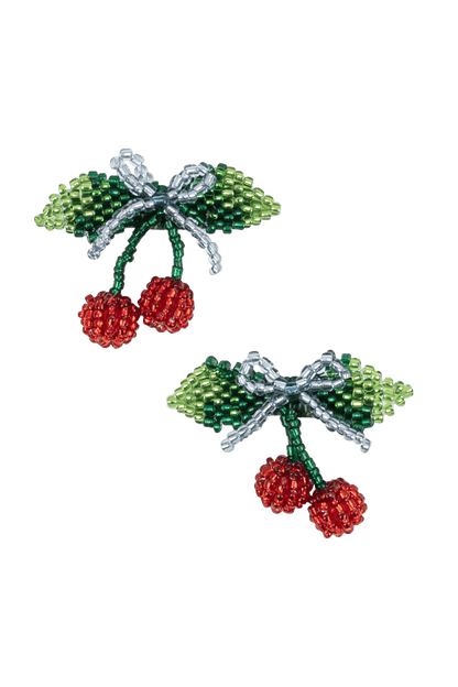 Haarspangen-Set mit Kirschschleife und Perlen CHERRY