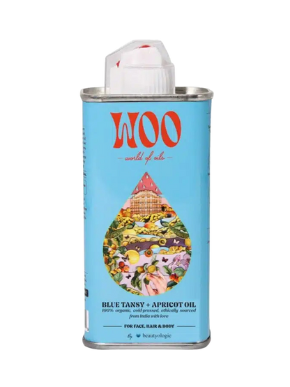 Olio biologico per corpo e capelli al tanaceto blu e albicocca BLUE TANSY &amp; APRICOT