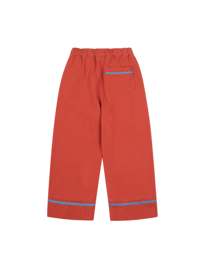 Kalhoty Jellymallow ZIgzag Woven Pants Brick BRICK