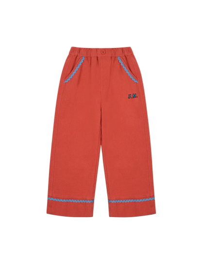 Kalhoty Jellymallow ZIgzag Woven Pants Brick BRICK