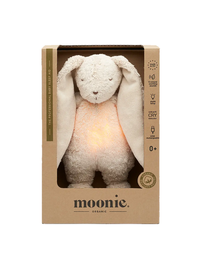 Szumiący króliczek organic z lampką nocną Moonie BEBE Concept 