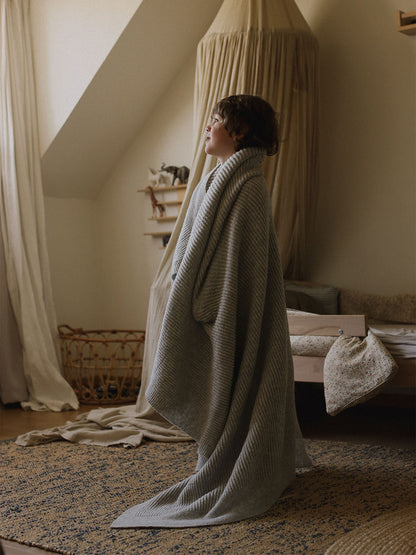 Large Merino wool blanket Gaston SOFT GREY