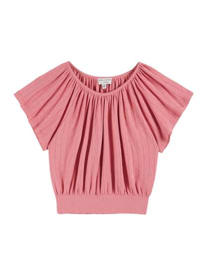 T-Shirt Pointelle FRAMBOISE
