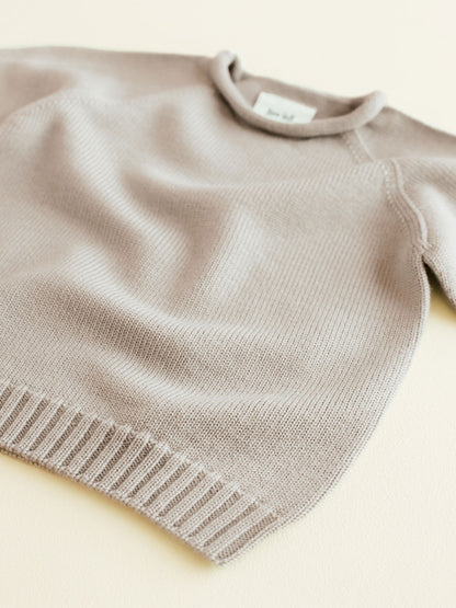 Nahtloser Georgette-Pullover aus Merinowolle PEBBLE