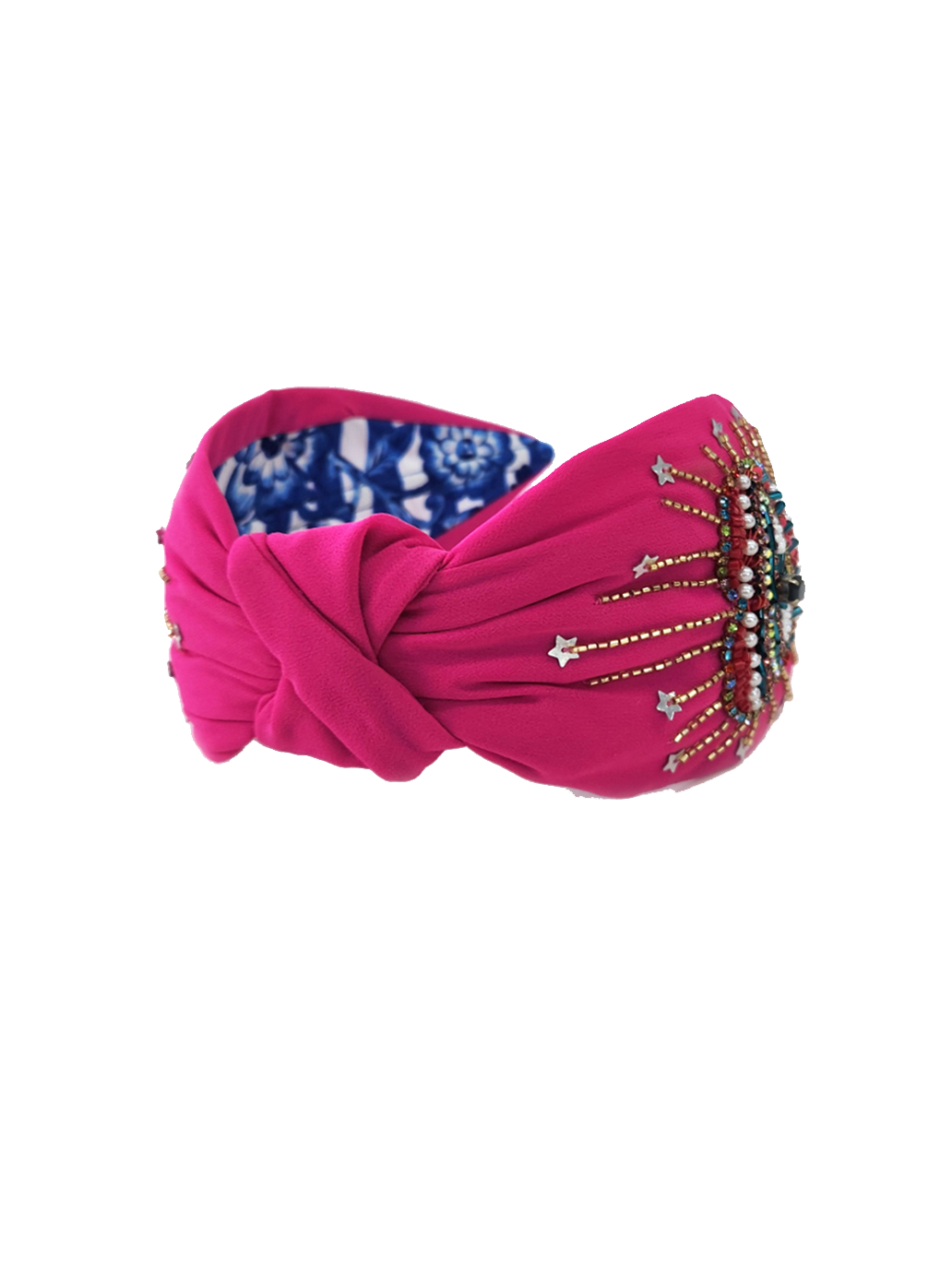 Пов'язка на голову з ручним декором FUCHSIA HEART