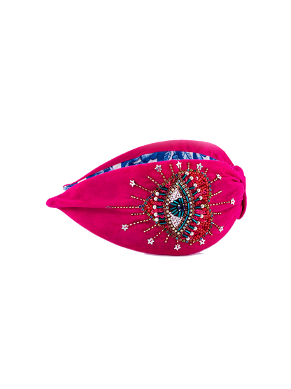 Пов'язка на голову з ручним декором FUCHSIA HEART