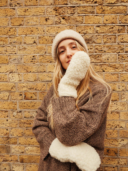 Merino wool gloves for adults MILK