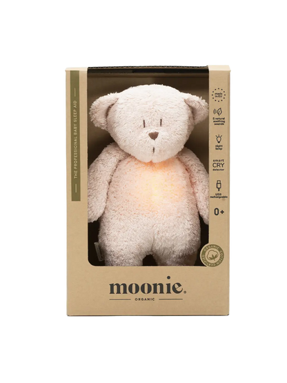 szumiący miś organic z lampką nocną Moonie BEBE Concept 