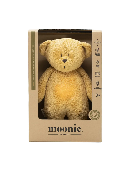 szumiący miś organic z lampką nocną Moonie BEBE Concept 