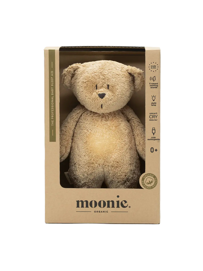 szumiący miś organic z lampką nocną Moonie BEBE Concept 