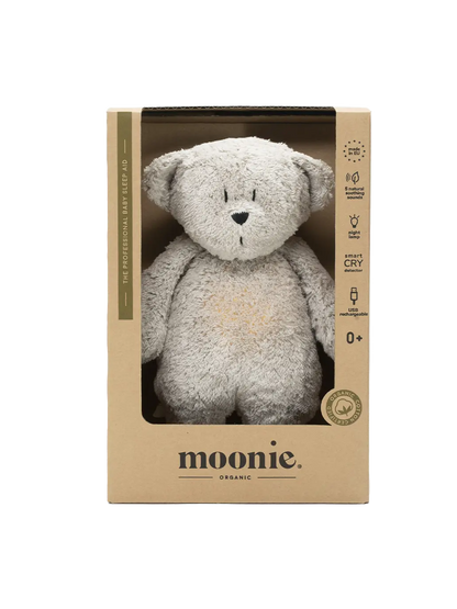 szumiący miś organic z lampką nocną Moonie BEBE Concept 