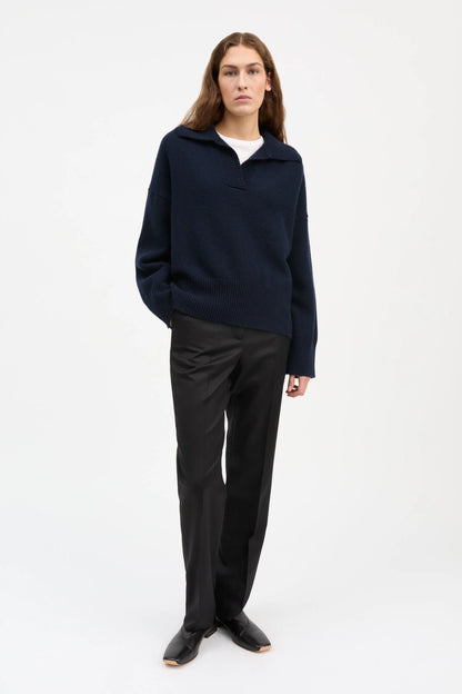 Dean V-neck Merino Jumper NAVY