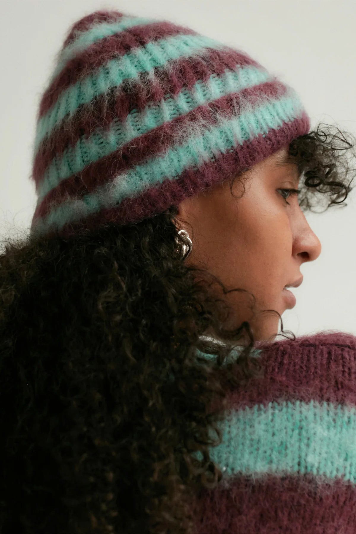 Striped Beanie Alba BURGUNDY