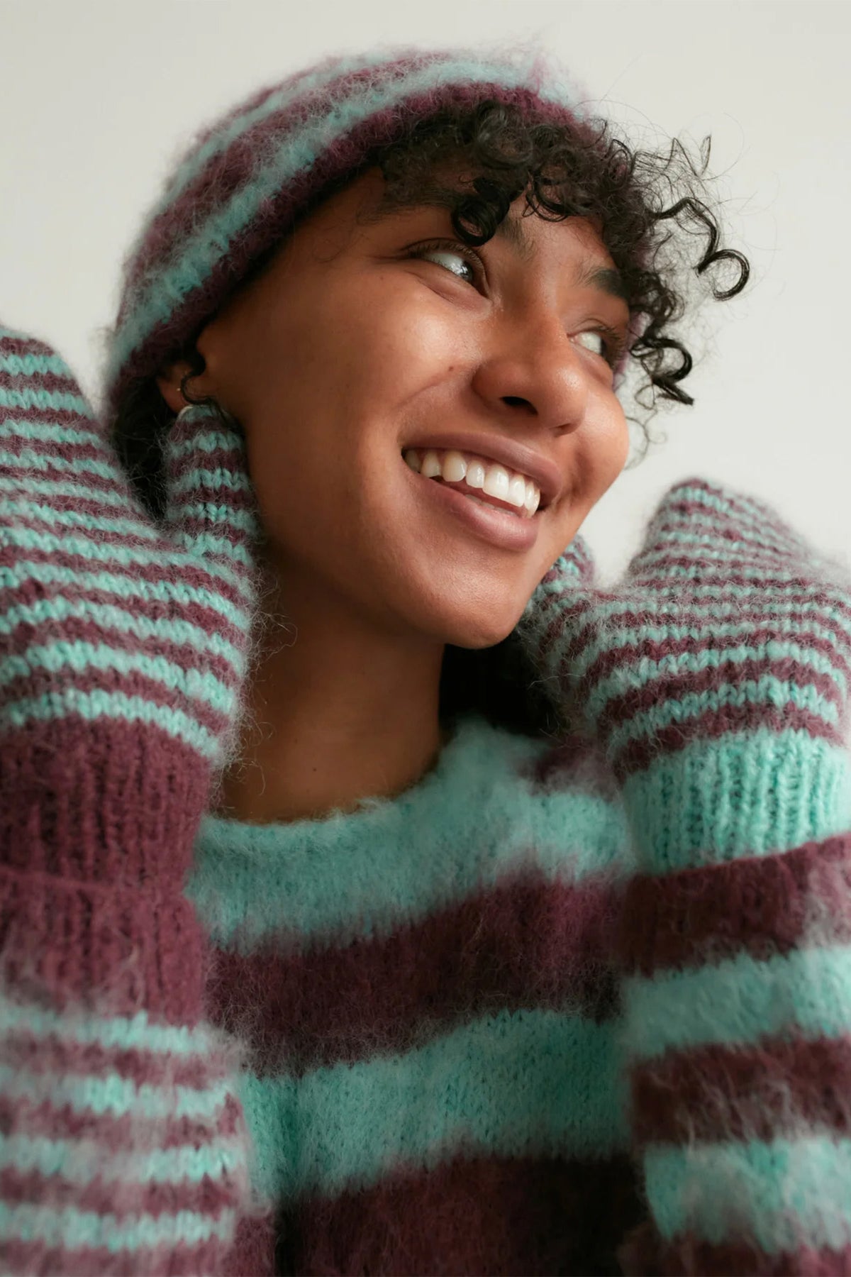 Striped Mittens Alba BURGUNDY