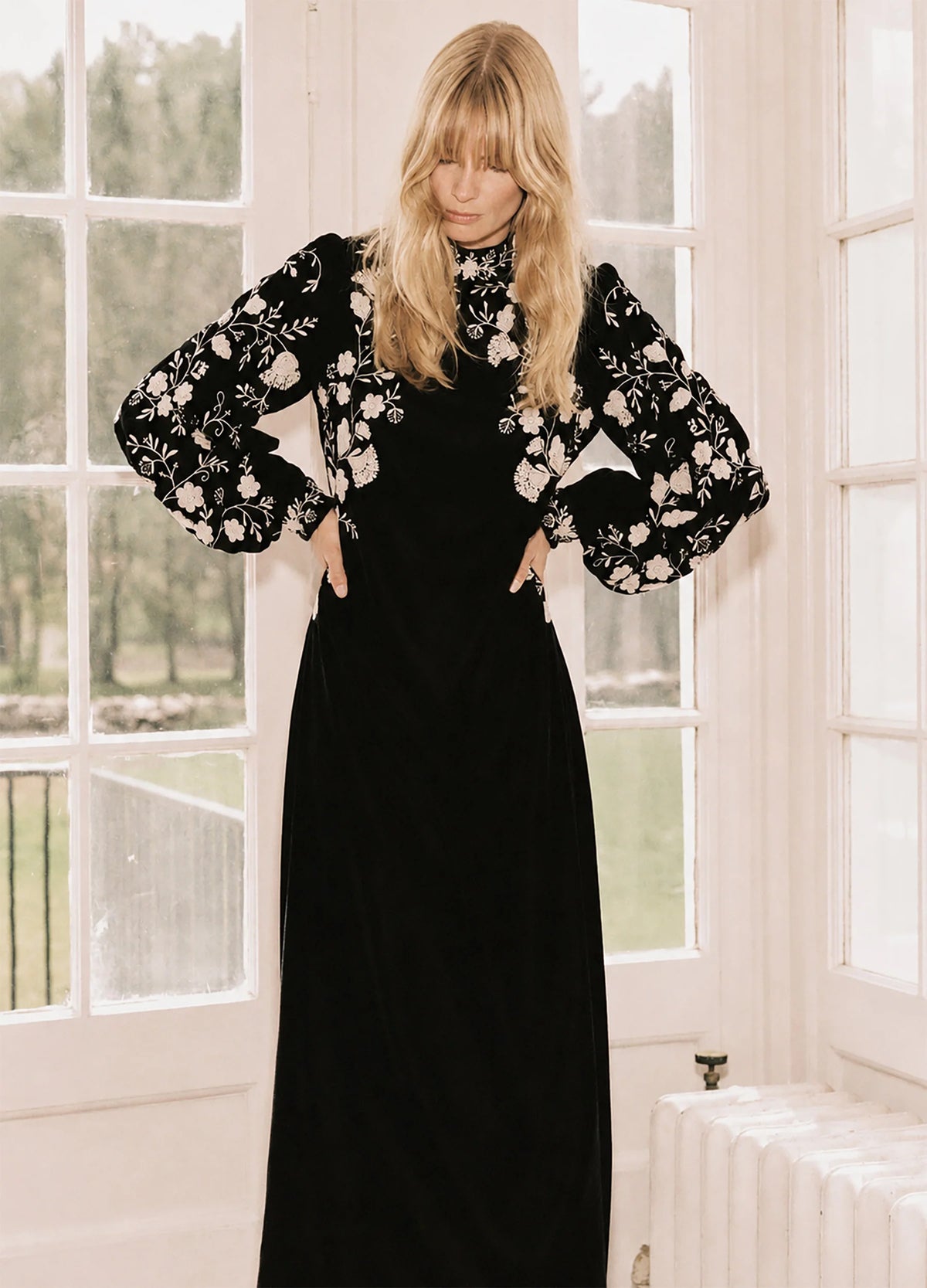 Shiloh Embroidered Maxi Dress BLACK