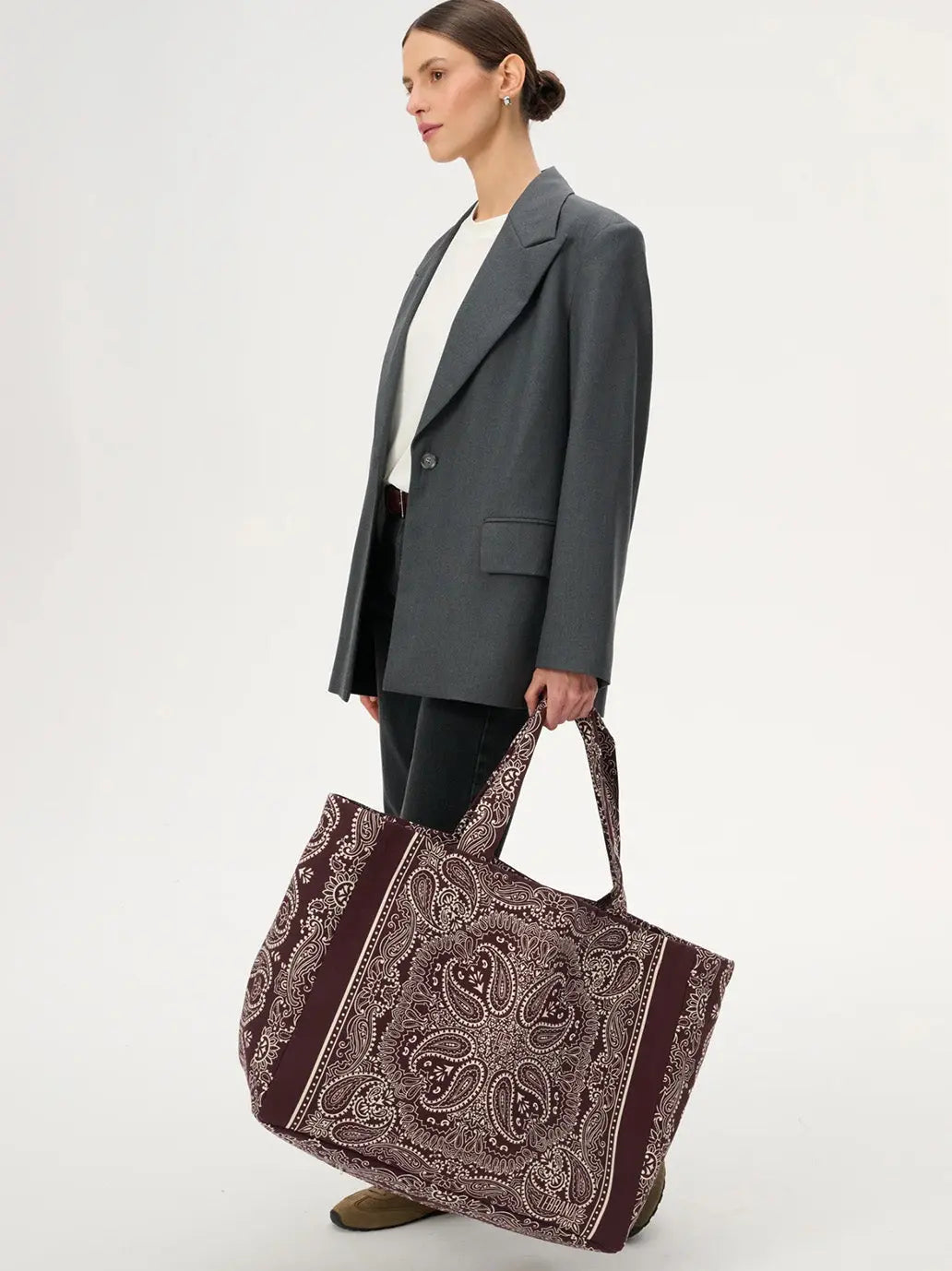 Duża torba shopper Capri Burgundy LEBRAND BEBE Concept 