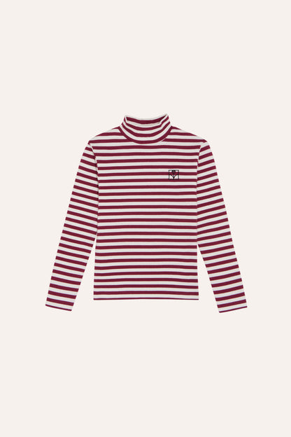 Burgundy Stripes Turtle Neck Tshirt BURGUNDY