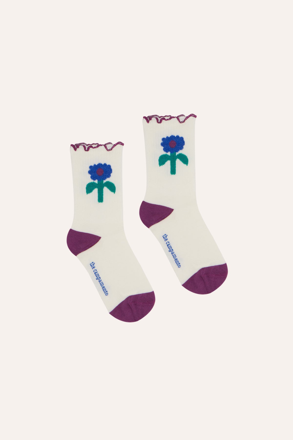 Blue Daisies Socks ECRU
