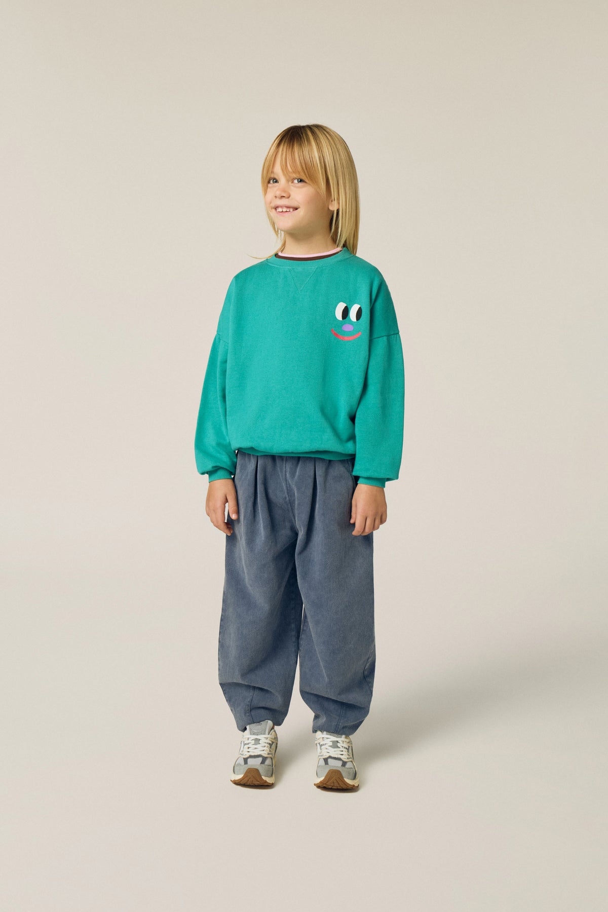 Smiling Face Green Sweatshirt GREEN