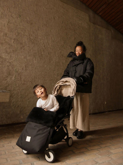 Saco de dormir impermeable para cochecito con lana merino. BLACK