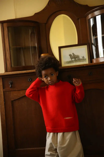 Jersey infantil de lana merino Kasper POPPY RED