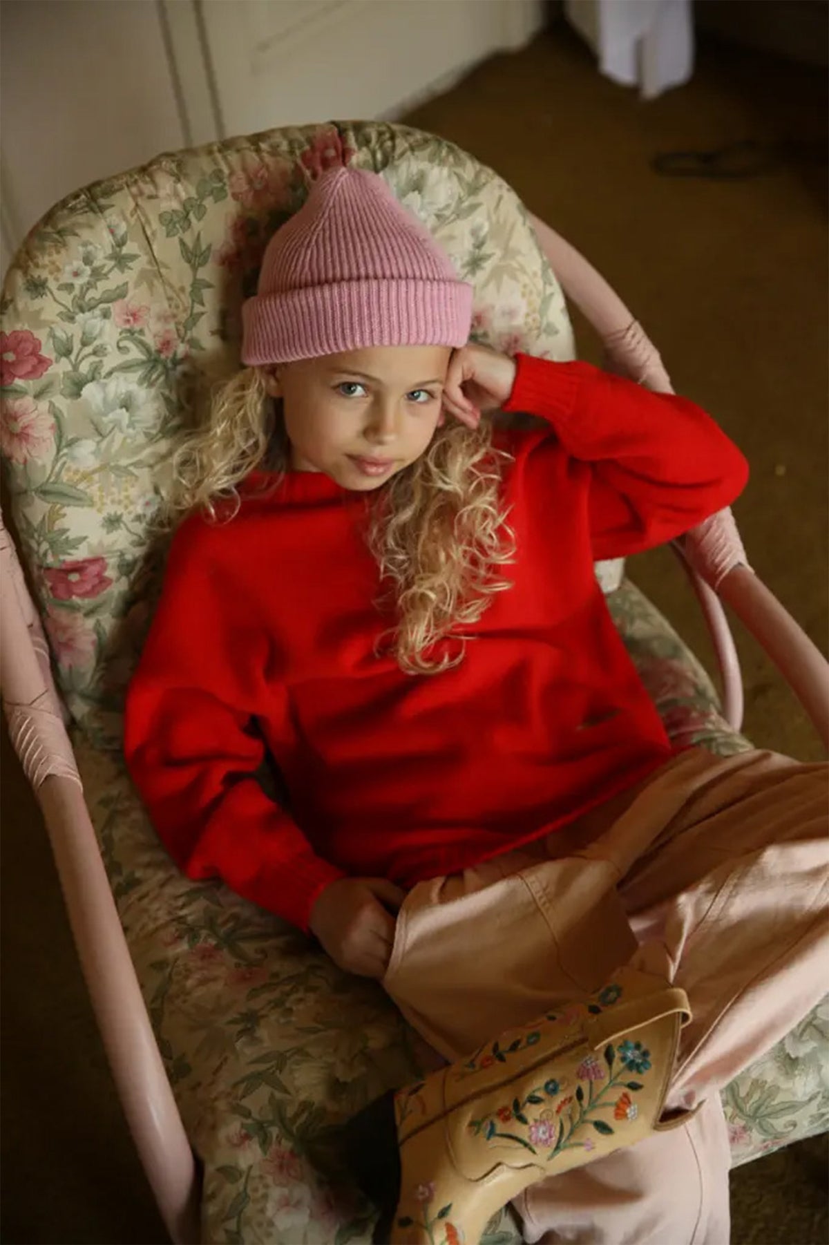 Jersey infantil de lana merino Kasper POPPY RED