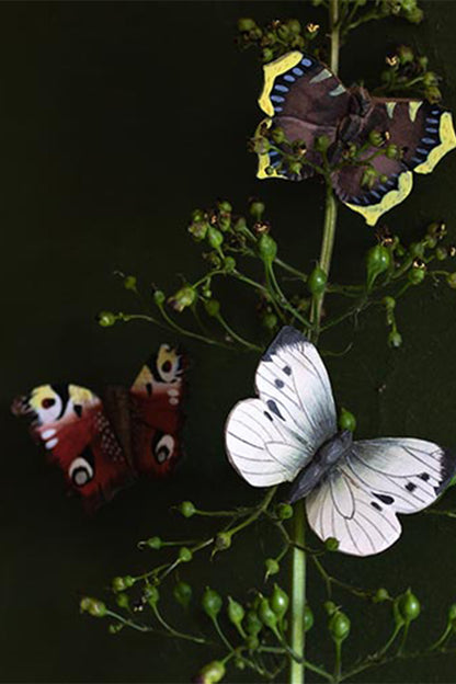 Aimant en bois Grand Papillon Blanc