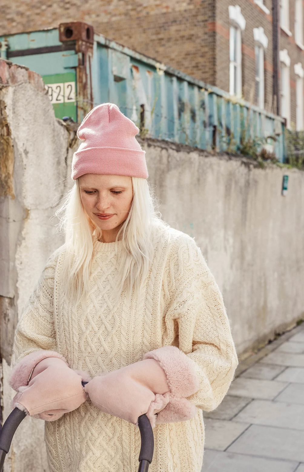 Muffs with natural merino wool ROSE