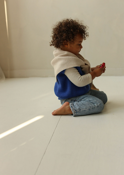 Kamizelka z wełny merino Harvey Kids COBALT BLUE
