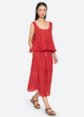 Pippa Solid Midi Skirt RED
