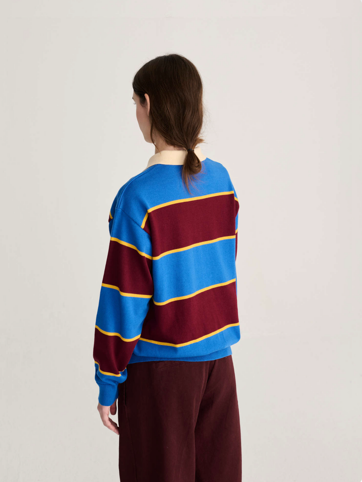 Gestreifter Polo-Pullover aus Baumwolle