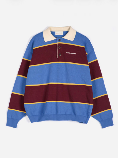 Gestreifter Polo-Pullover aus Baumwolle