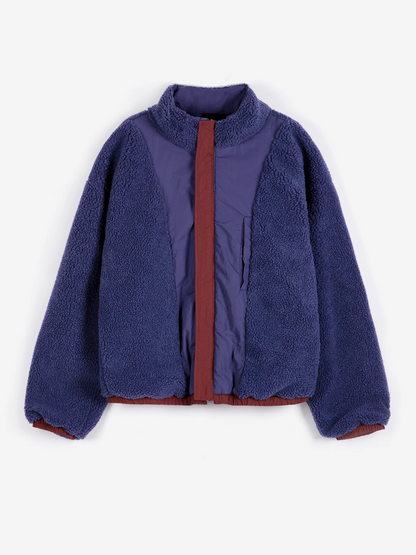 Chaqueta acolchada de nailon con bloques de color y forro de sherpa.