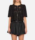Gärtner-Stickerei-Top BLACK