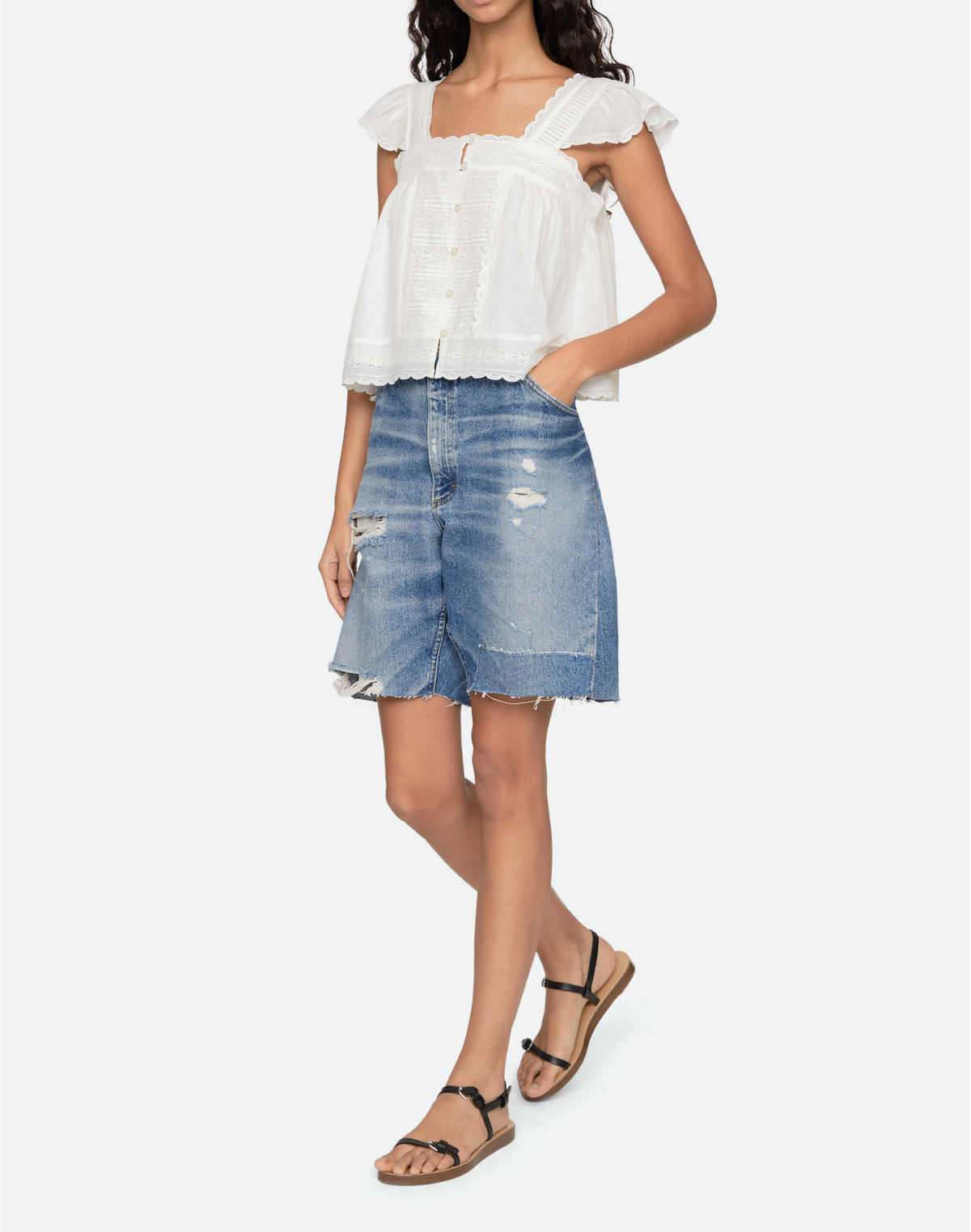 Eliza Solid Flutter Top